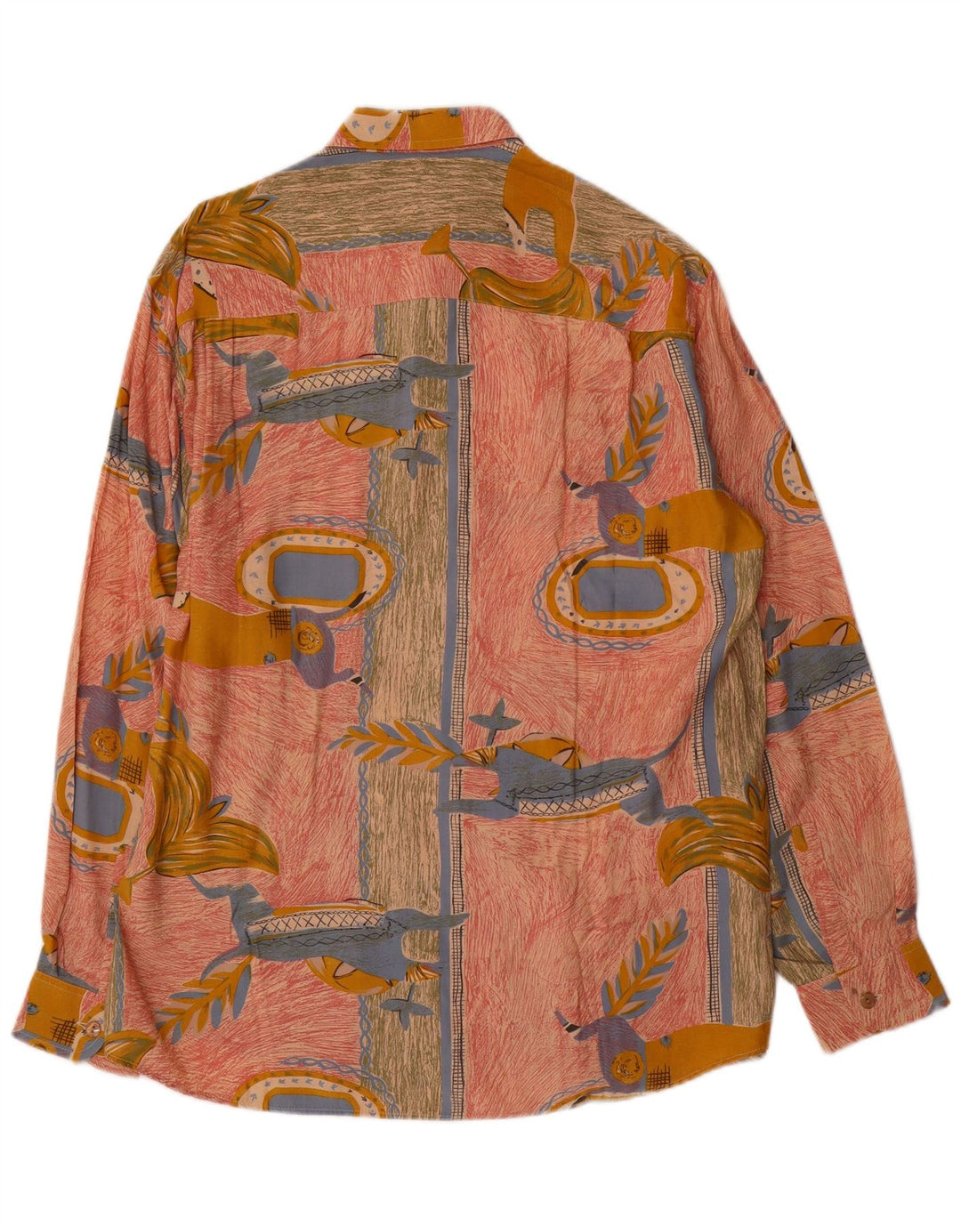 Camisa masculina vintage com estampa abstrata grande rosa