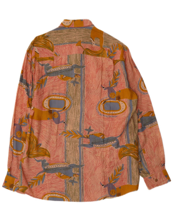 Vintage Mens Abstract Pattern Shirt Large Pink