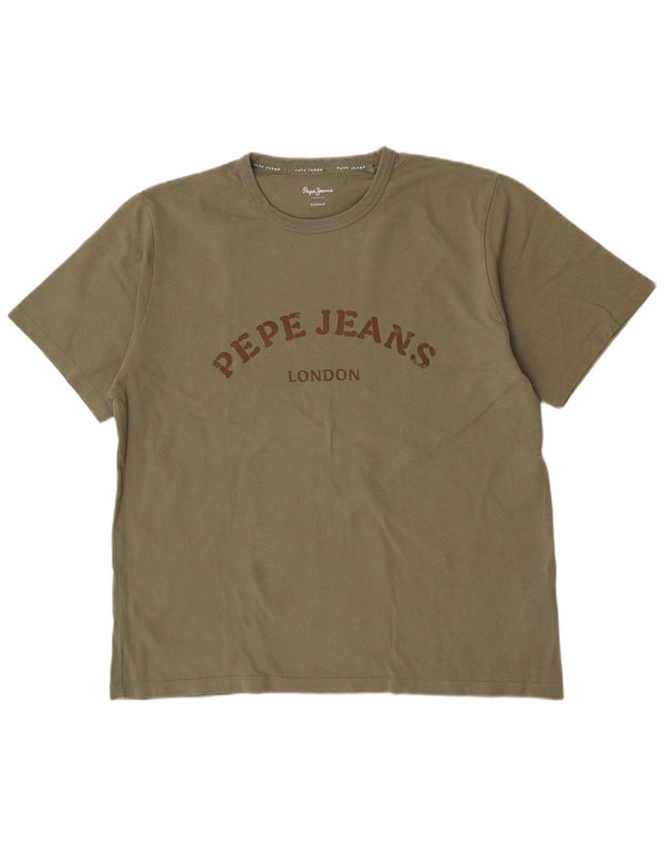 Camiseta masculina PEPE Jeans com estampa regular XL algodão cáqui