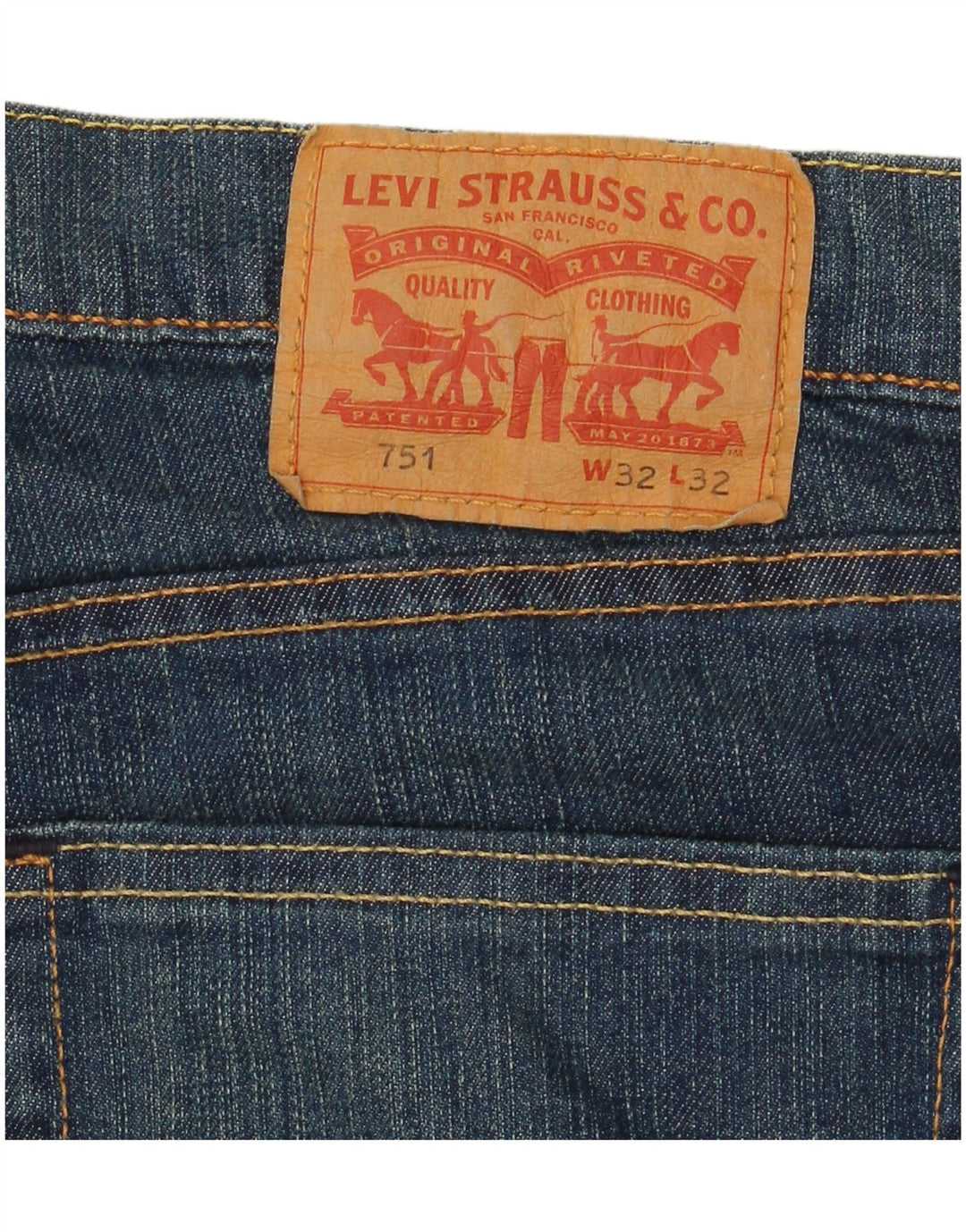 Calça jeans masculina Levi's 751 Straight W32 L32 azul marinho algodão