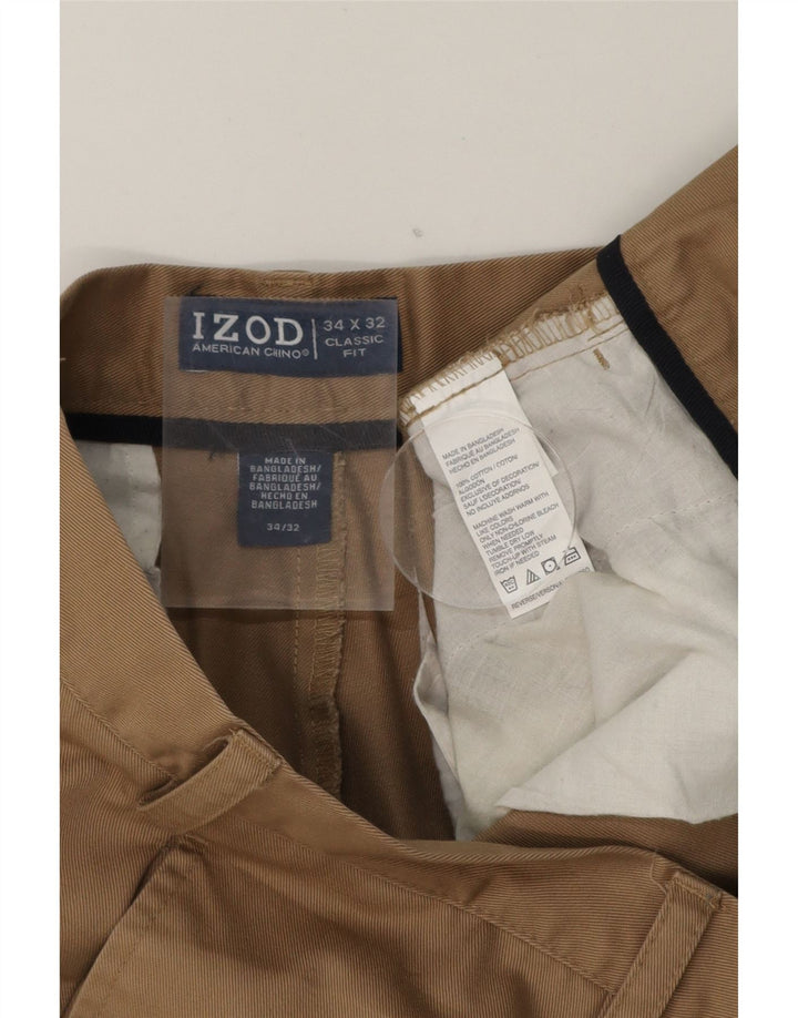 IZOD Mens Classic Fit Straight Chino Trousers W34 L32 Beige Cotton Vintage Izod and Second-Hand Izod from Messina Hembry 
