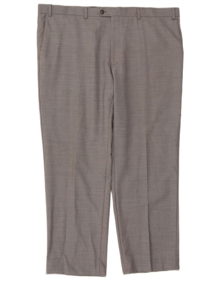 Calça masculina de terno cônico Marks & Spencer W44 L31 lã cinza