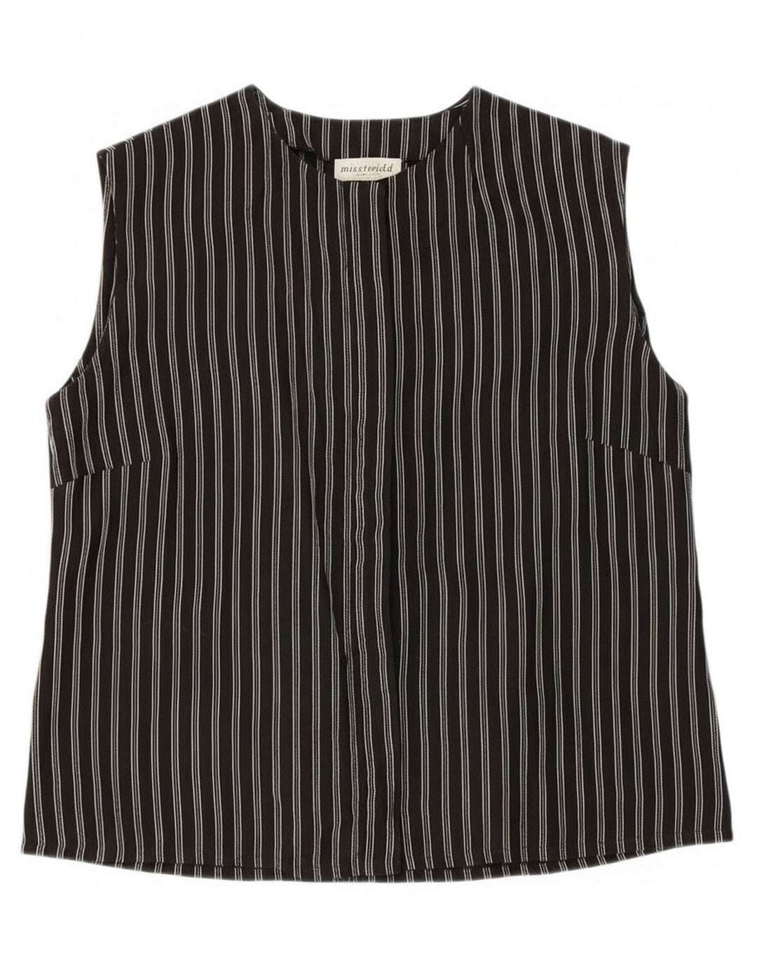 Blusa feminina sem mangas Misstwidd Top IT 46 linho listrado preto grande
