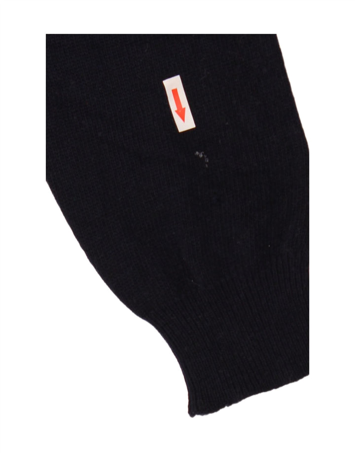 Suéter vintage masculino com gola redonda grande azul marinho Argyle/Diamante
