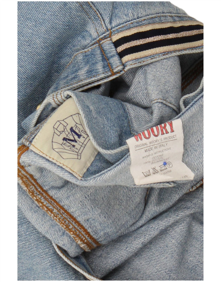 Jaqueta jeans feminina vintage com corte gráfico Reino Unido 14 algodão azul médio