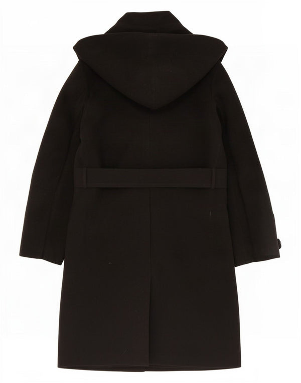Zara Casaco feminino com capuz duplo breasted UK 18 XL preto poliéster