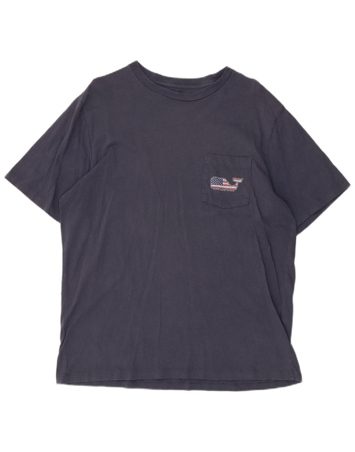 Camiseta gráfica masculina Vineyard Vines EUA, algodão azul marinho médio