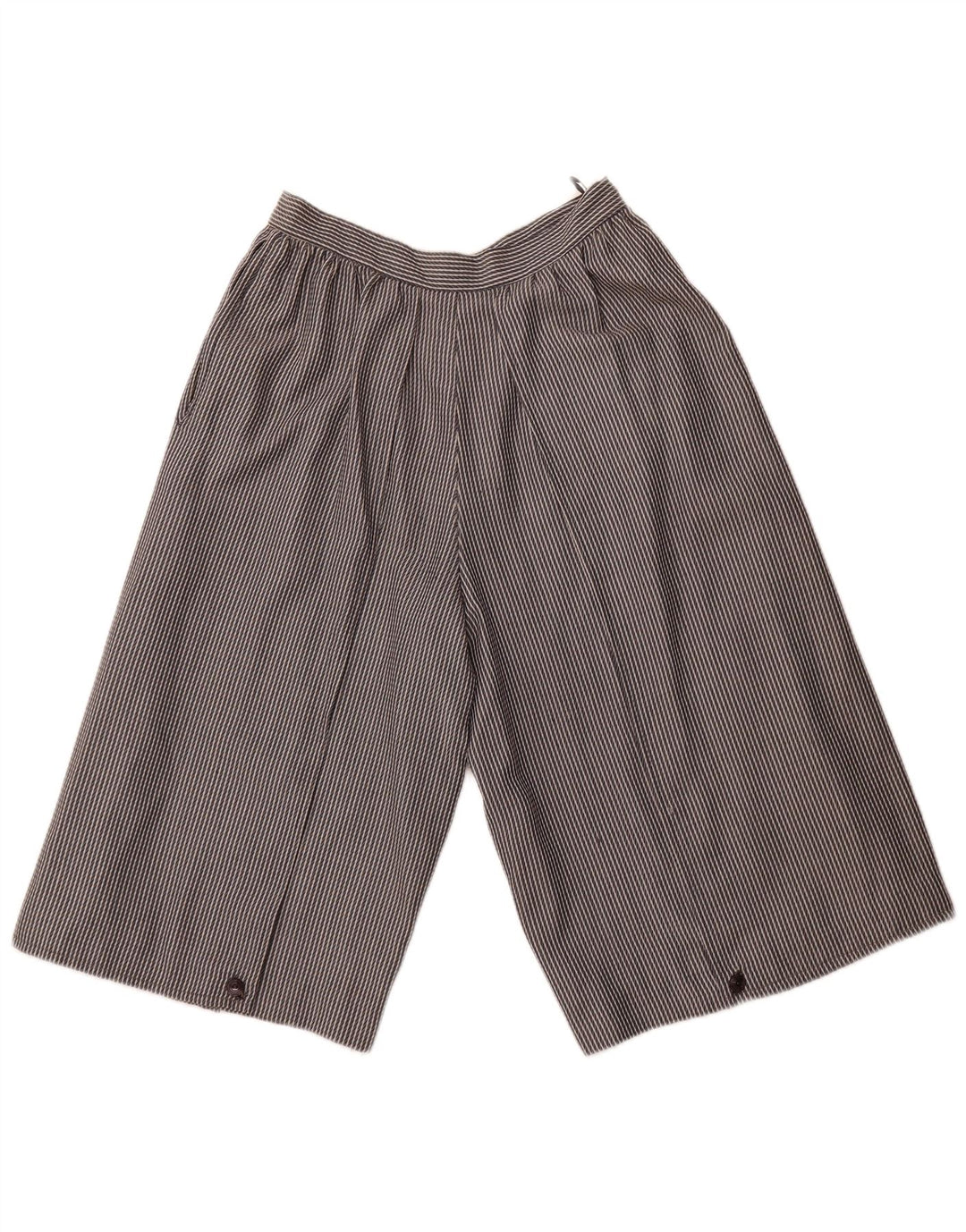 Bermuda feminina VINTAGE de cintura alta IT 44 médio W26 cinza listrado