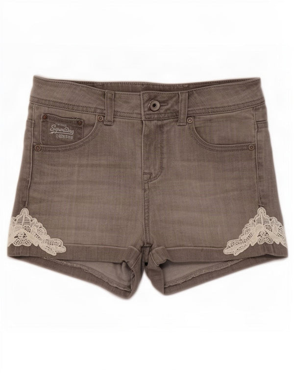 Shorts jeans feminino Superdry W25 XS algodão cinza