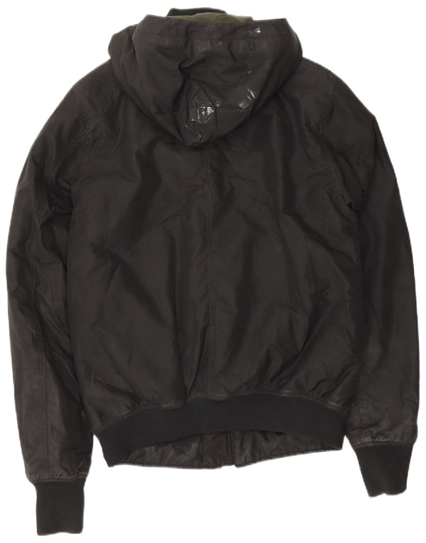 Jaqueta corta-vento masculina G-Star com capuz UK 38 poliéster preto médio