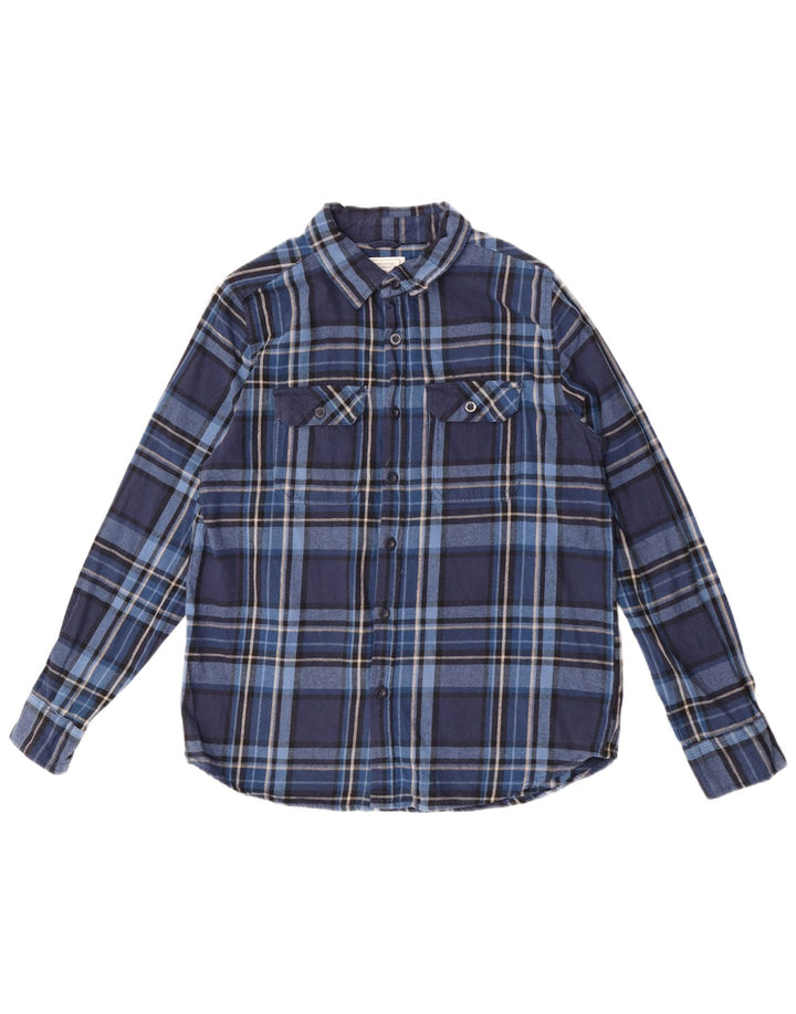 Camisa masculina de flanela Mountain Warehouse grande algodão xadrez azul marinho
