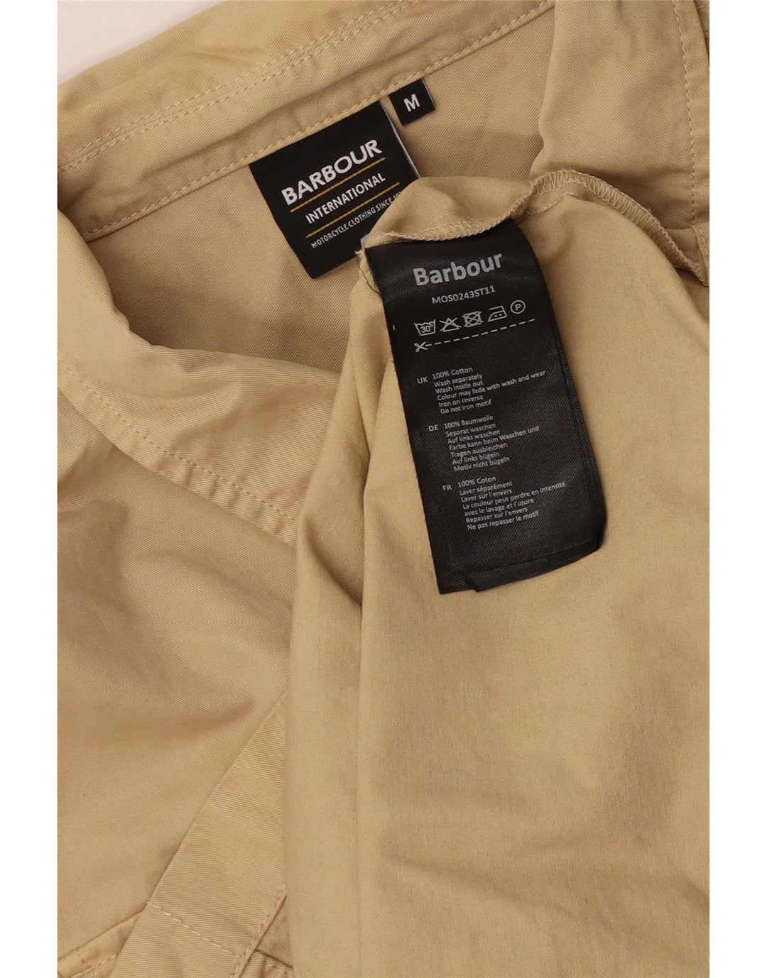 Camisa masculina Barbour algodão bege médio