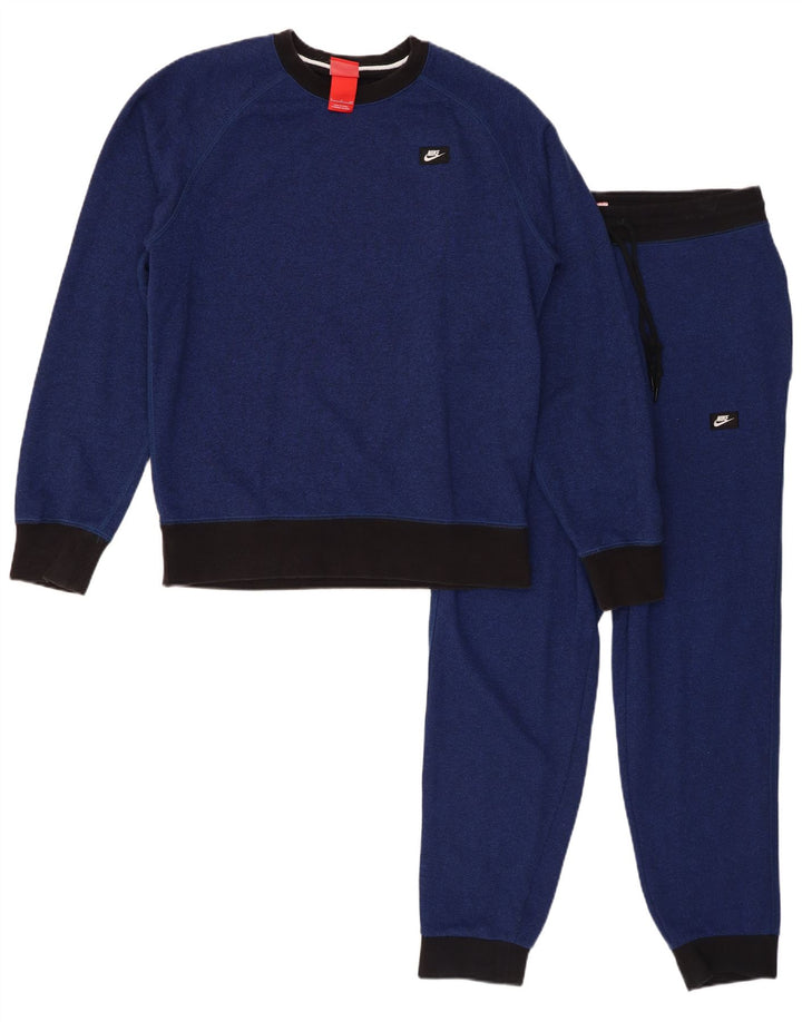 NIKE Mens Full Tracksuit Pequeno Azul Marinho Colourblock Algodão