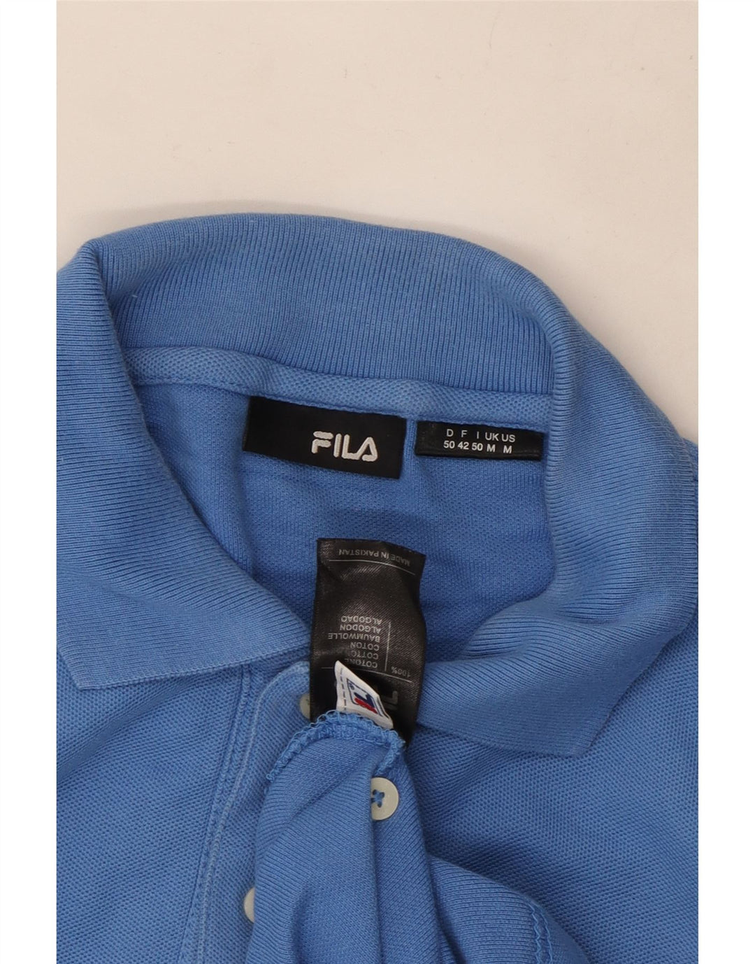 Polo masculino Fila de manga comprida médio azul algodão