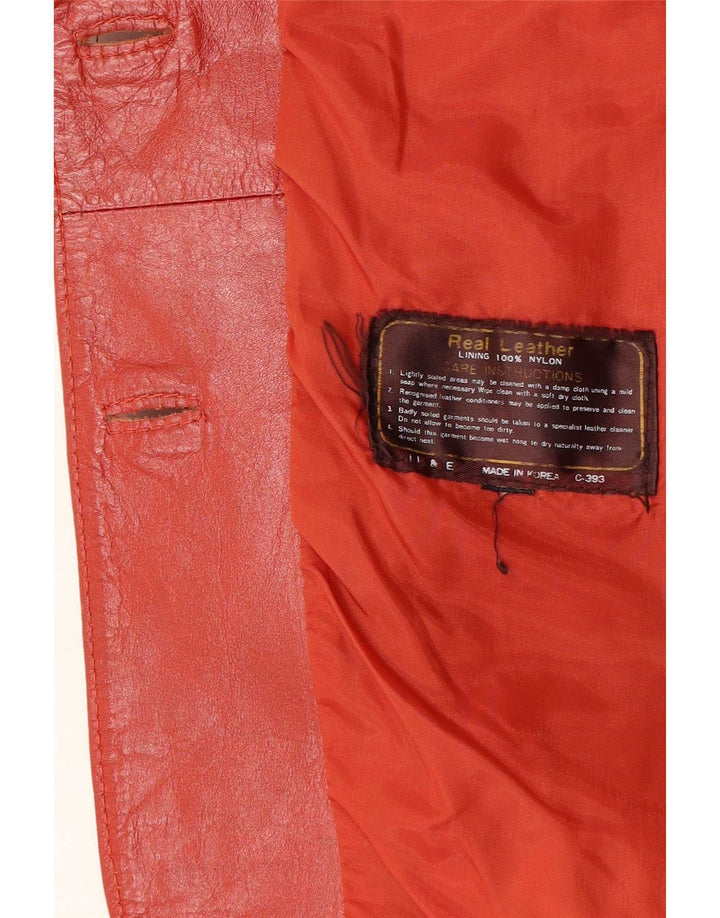 Jaqueta blazer feminina vintage de couro com 2 botões Reino Unido 12 vermelho médio