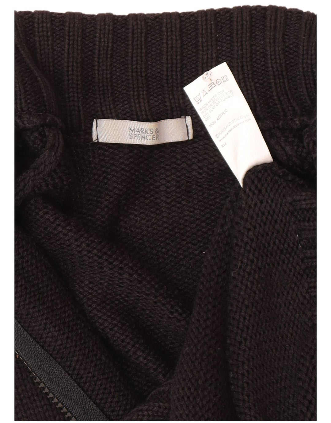 Suéter cardigã feminino Marks & Spencer Reino Unido 14 acrílico preto médio