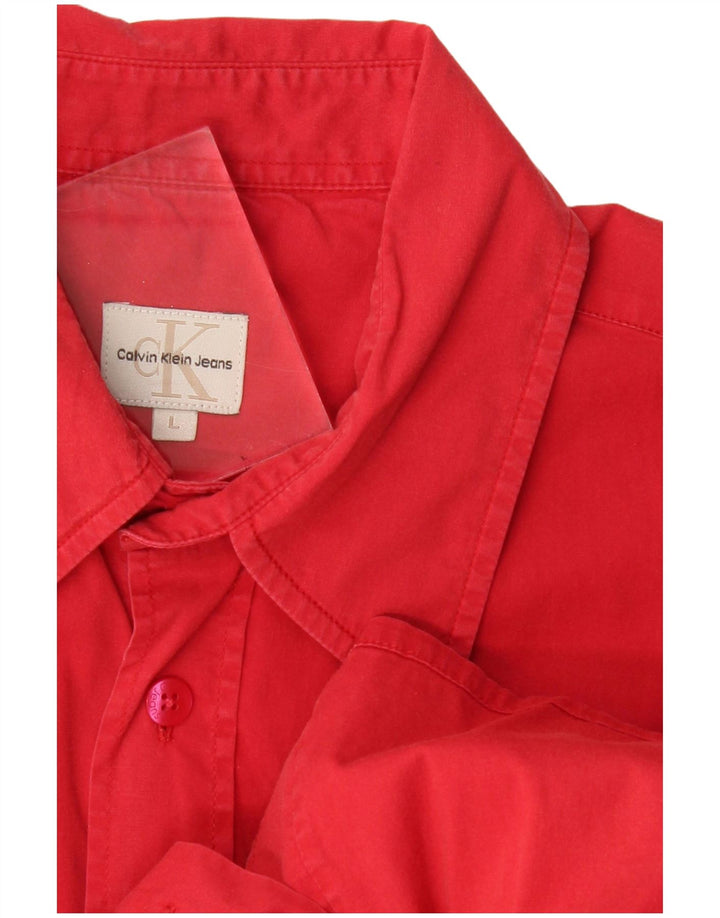 CALVIN KLEIN JEANS Camisa masculina de manga curta grande vermelha
