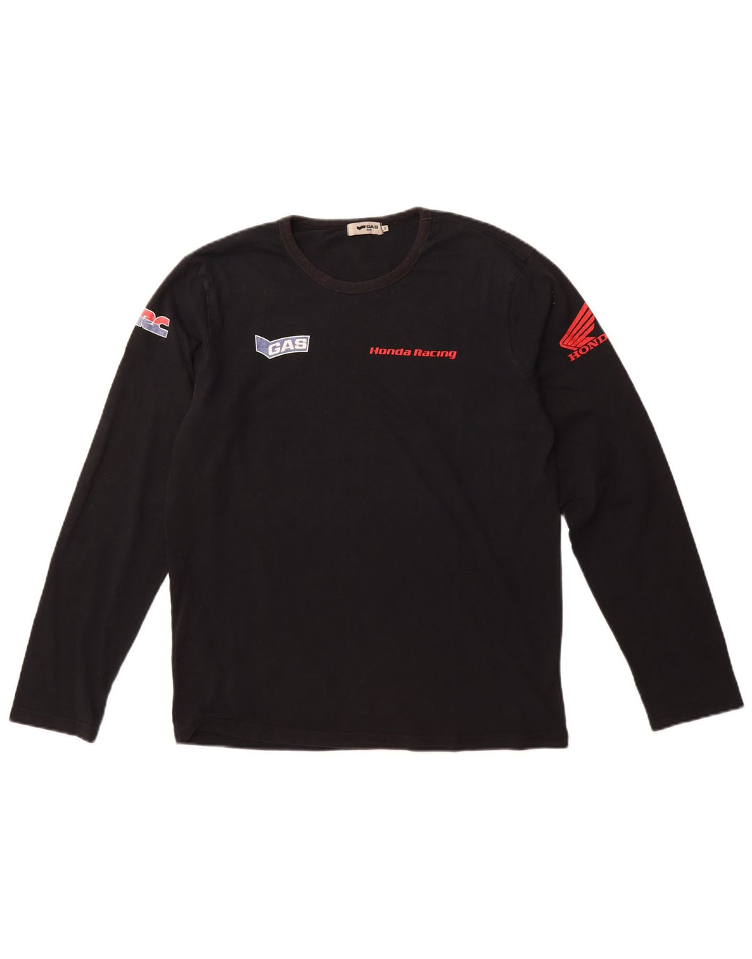GAS Mens Honda Racing Graphic Top Manga Longa Médio Preto