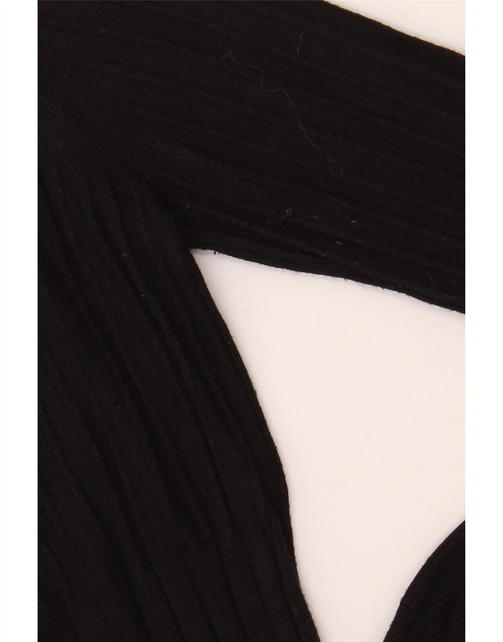 Suéter feminino Marks & Spencer com decote em V Reino Unido 8 pequeno preto viscose