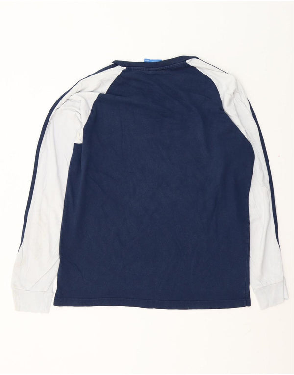 Top gráfico masculino ADIDAS manga comprida grande algodão colorblock azul marinho