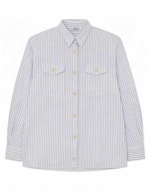 Camisa feminina Marella IT 42 algodão listrado azul médio