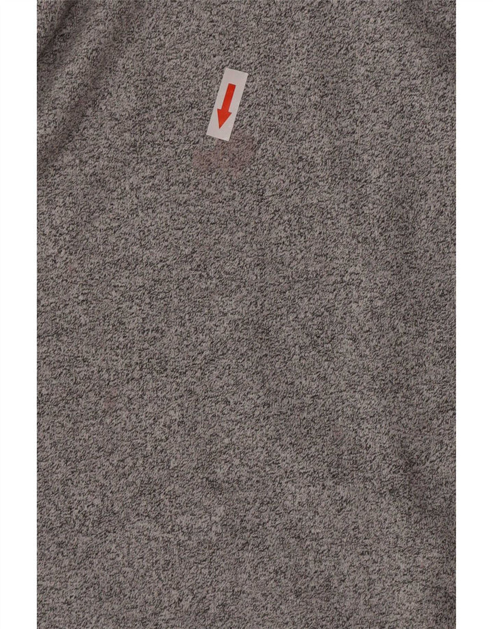 Moletom masculino Asics Graphic Zip Neck Jumper pequeno cinza manchado de algodão