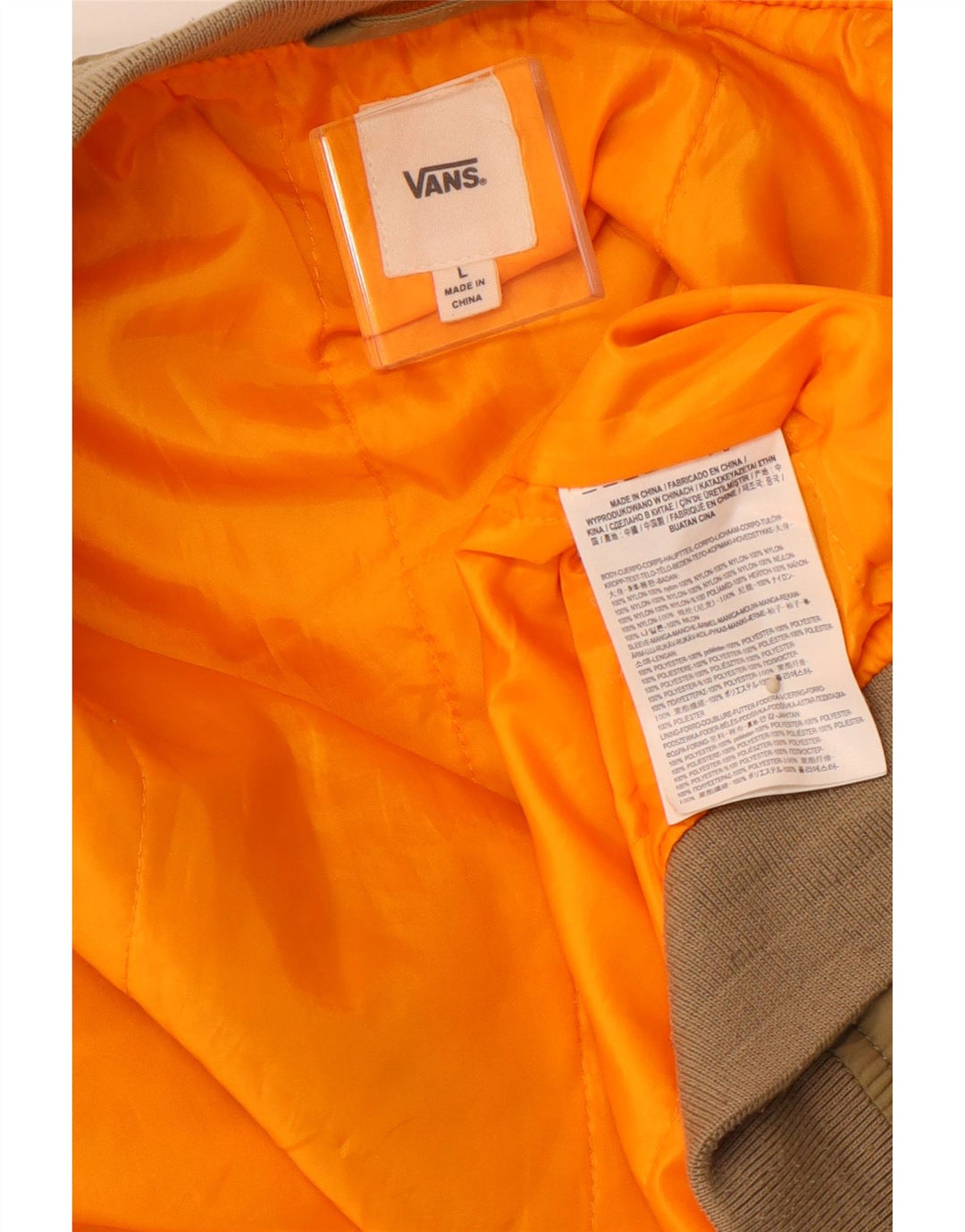 Jaqueta bomber VANS Boys 12-13 anos grande cáqui nylon