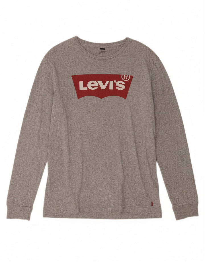 Top gráfico masculino LEVI'S manga comprida algodão cinza médio