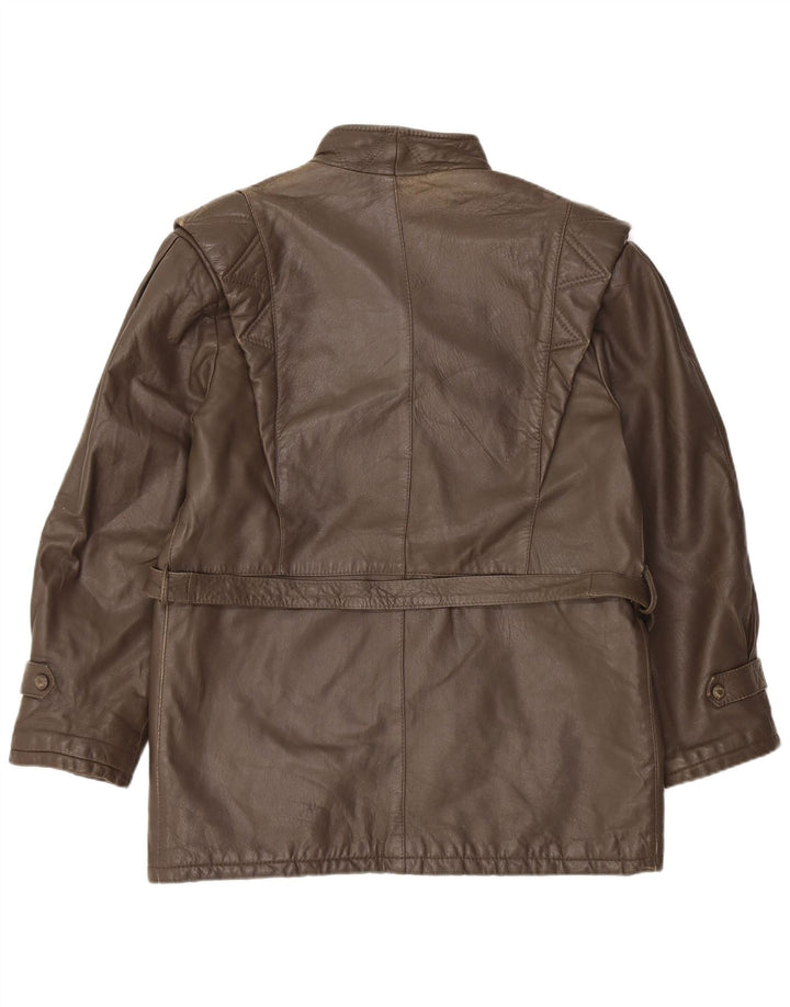 Jaqueta de couro feminina VINTAGE IT 48 XL couro marrom