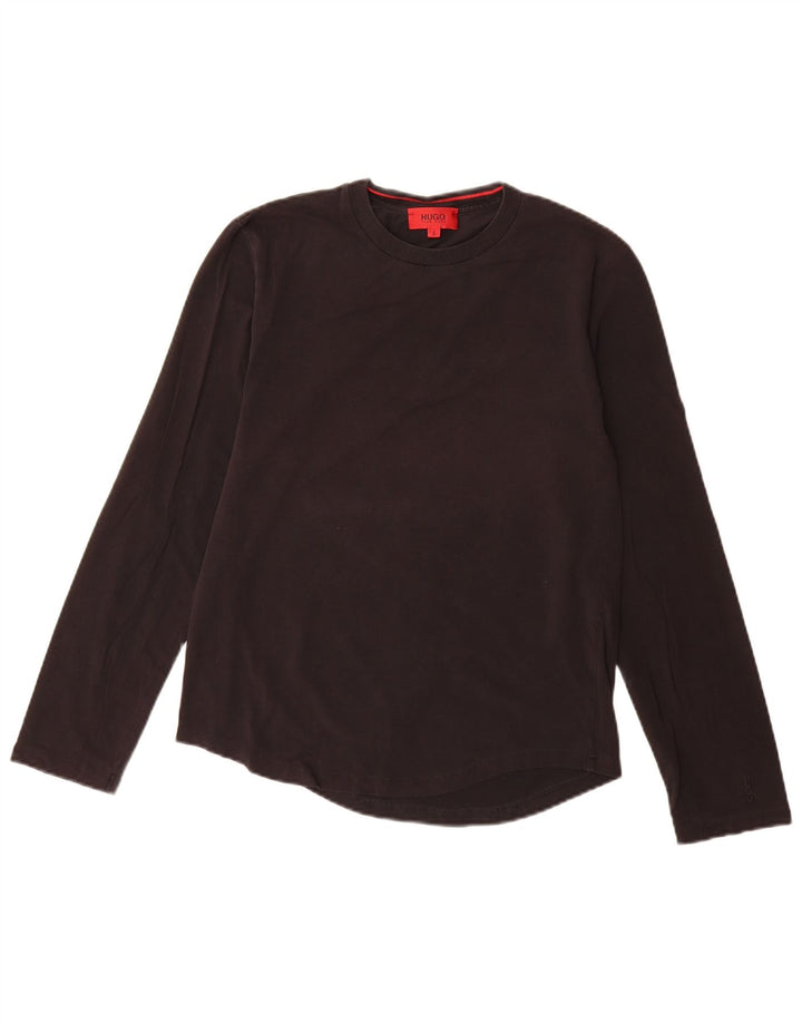 Hugo Boss Mens Top Manga Longa Pequeno Algodão Preto