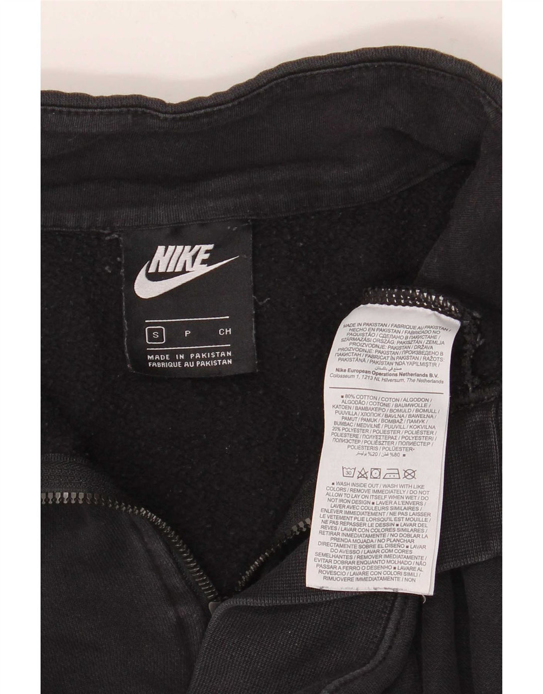 Moletom feminino Nike com zíper 1/4 oversized jumper UK 10 pequeno algodão preto