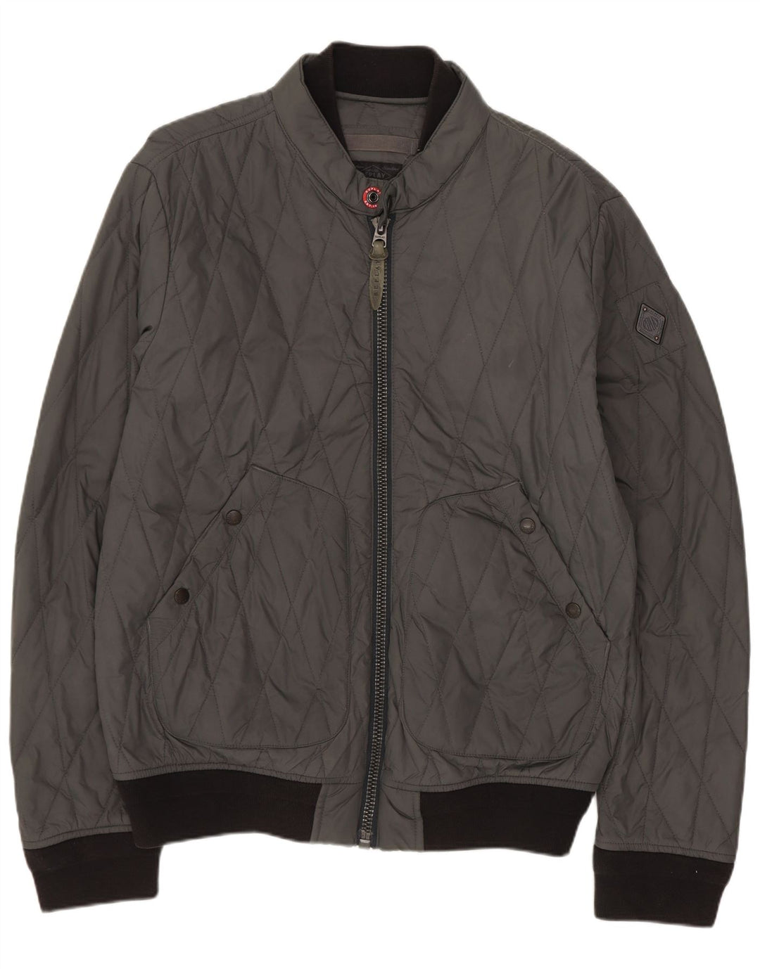 Jaqueta masculina acolchoada Replay UK 40 grande cinza Colourblock poliamida