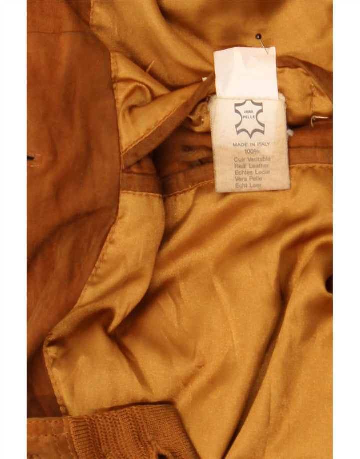 Jaqueta bomber masculina vintage de camurça IT 48 couro bege médio
