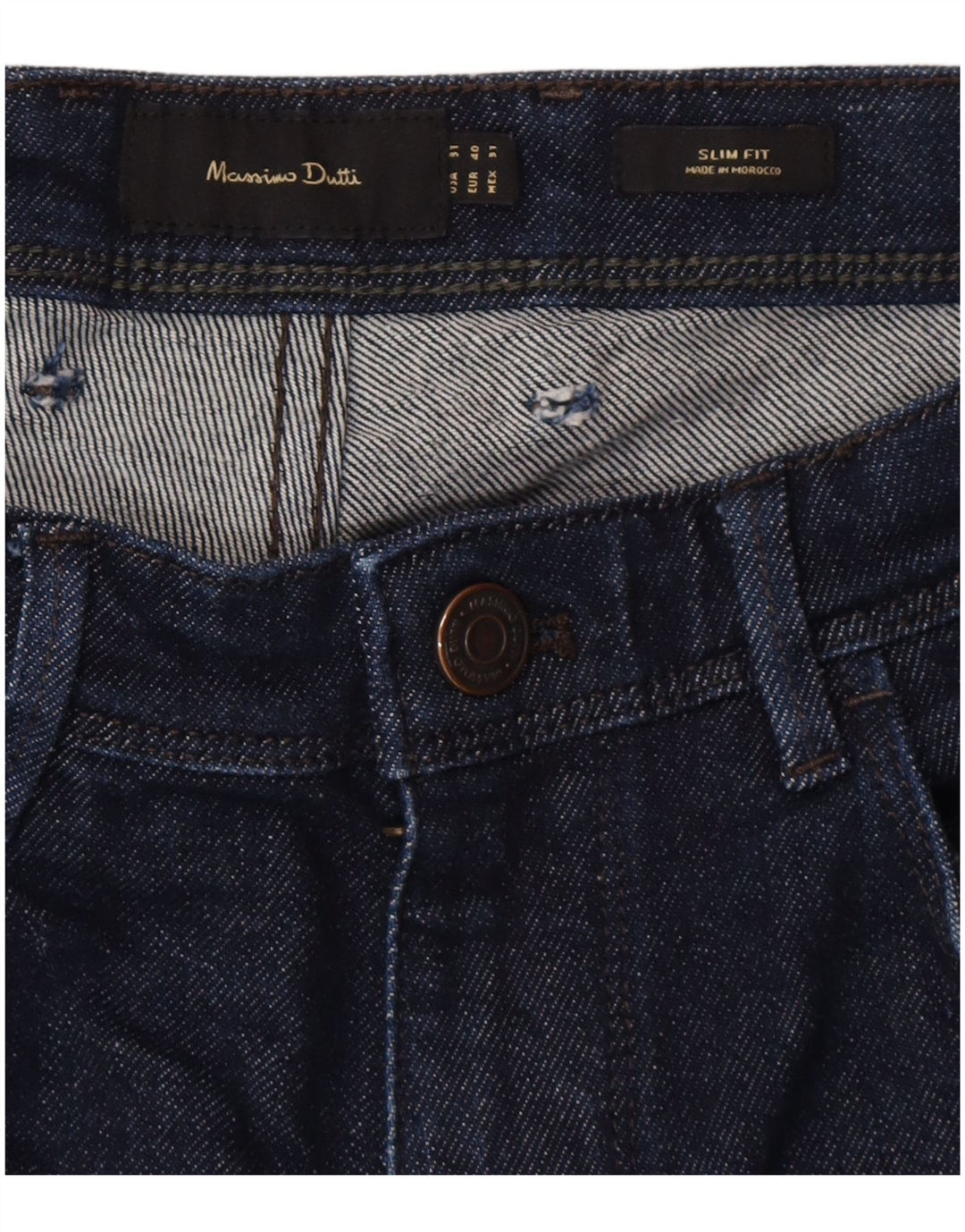 Massimo Dutti Mens Slim Jeans EU 40 Médio W31 L28 Azul Marinho Algodão