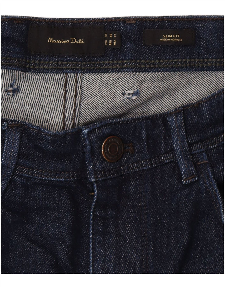 Massimo Dutti Mens Slim Jeans EU 40 Médio W31 L28 Azul Marinho Algodão