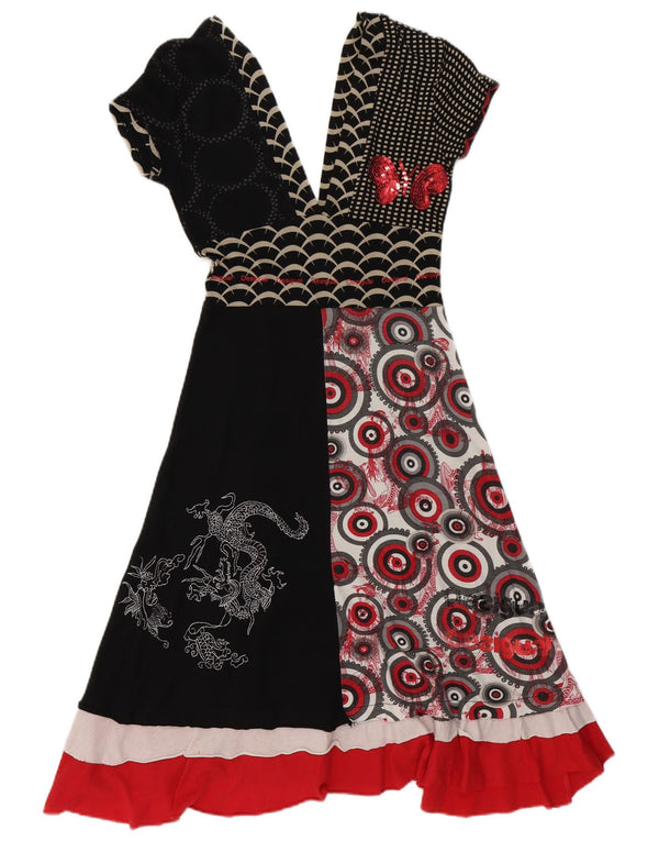 Vestido feminino Desigual com estampa A-Line UK 10 pequeno multicolorido geométrico