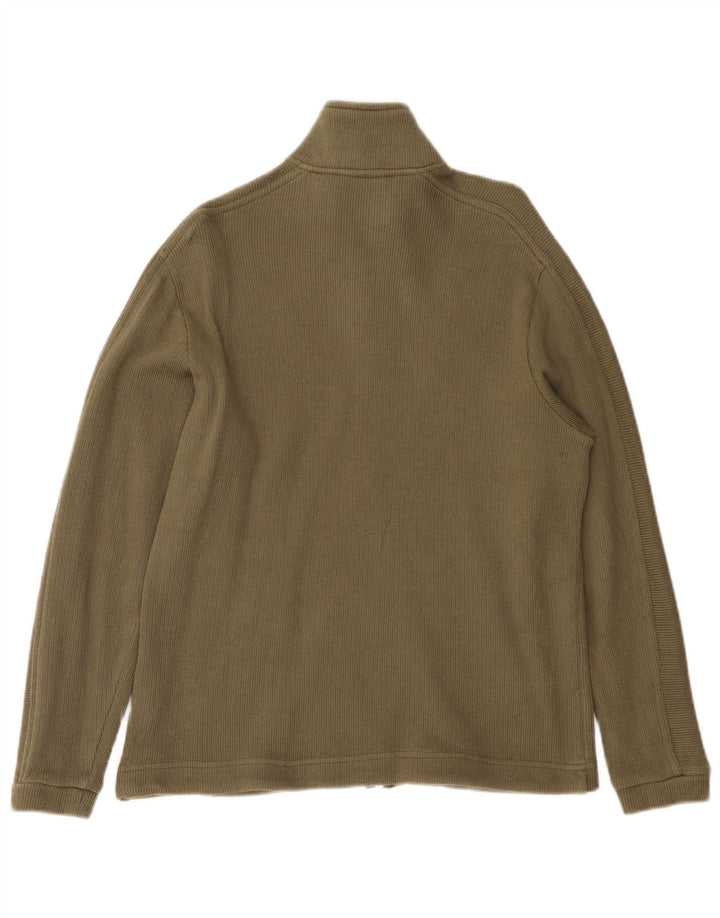 CHAMPION Mens Cardigan Sweater Small Khaki Cotton