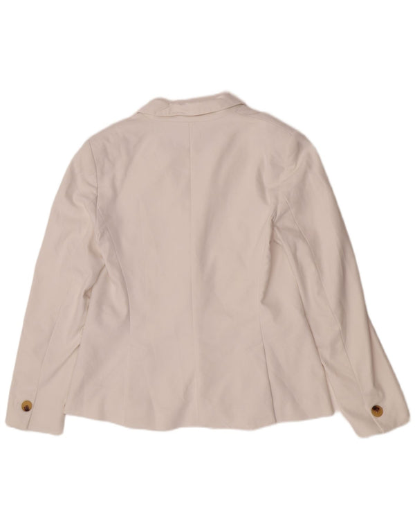 Jaqueta blazer feminina Zara com 1 botão Reino Unido 14 grande algodão branco