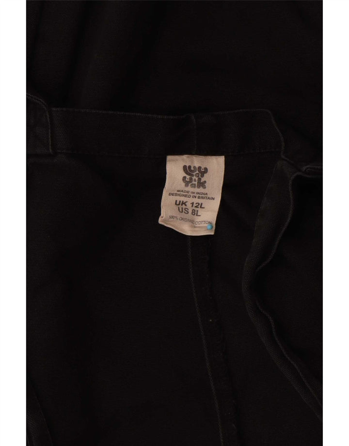 Macacão feminino Lucy & Yak longo Dungaree Reino Unido 12 algodão preto médio