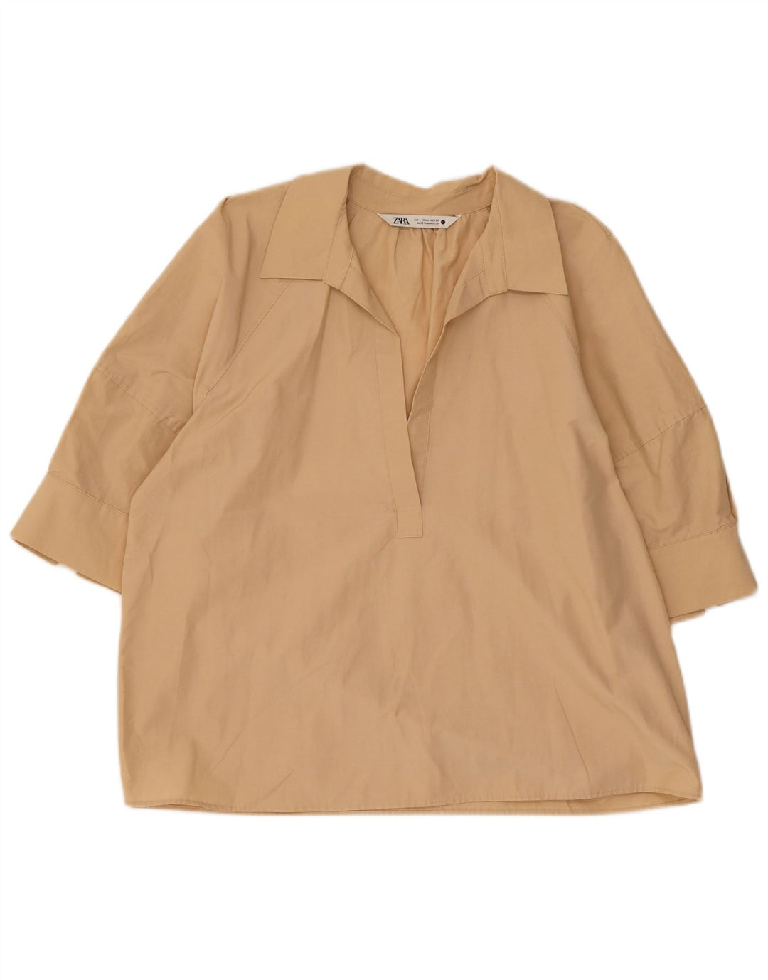 Blusa feminina Zara Top UK 16 grande algodão bege