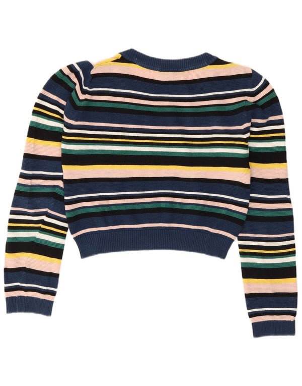 Suéter feminino Topshop com gola canoa UK 12 listrado médio multicolorido