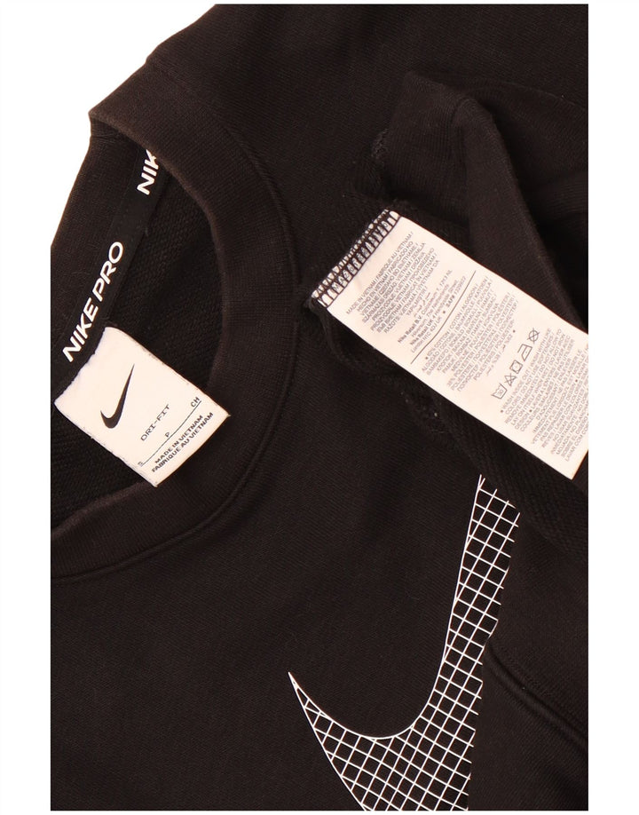 Nike feminino gráfico oversized moletom jumper reino unido 10 pequeno algodão preto