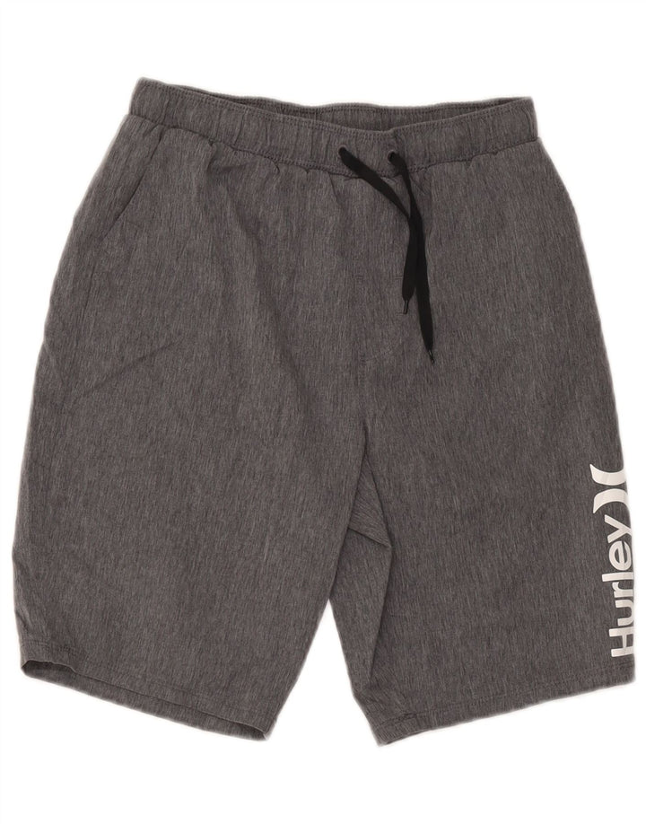 Shorts esportivos gráficos Hurley Boys 12-13 anos W28 cinza poliéster