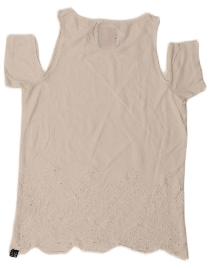 Camiseta feminina Superdry Regular Fit UK 6 XS algodão branco