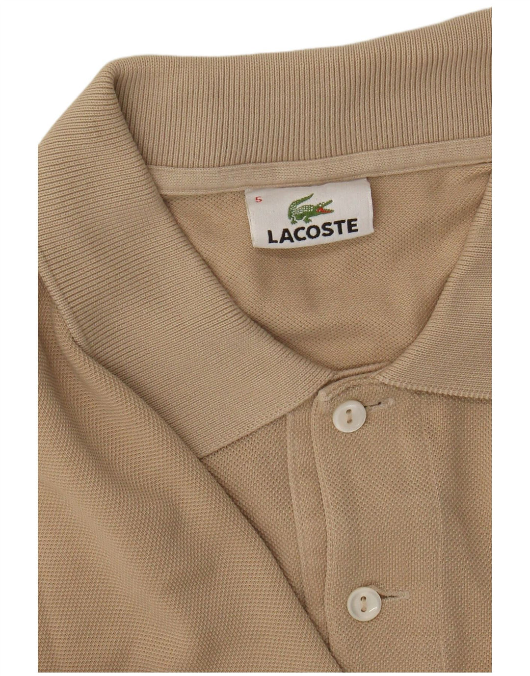 Camisa polo masculina LACOSTE tamanho 5 grande algodão bege