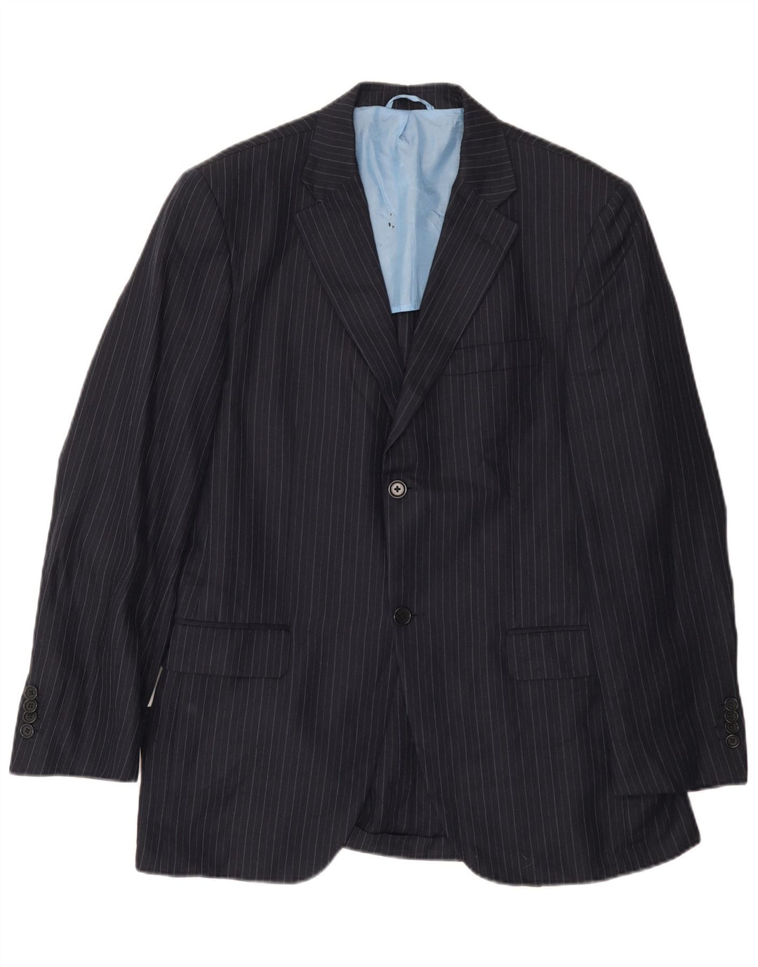 Jaqueta blazer masculina de 2 botões Massimo Dutti tamanho 50 2XL risca de giz azul marinho