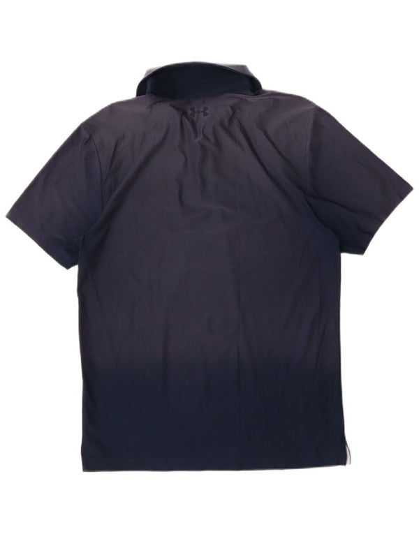 Under Armour Mens Heat Gear Polo Shirt Medium Navy Blue Colourblock