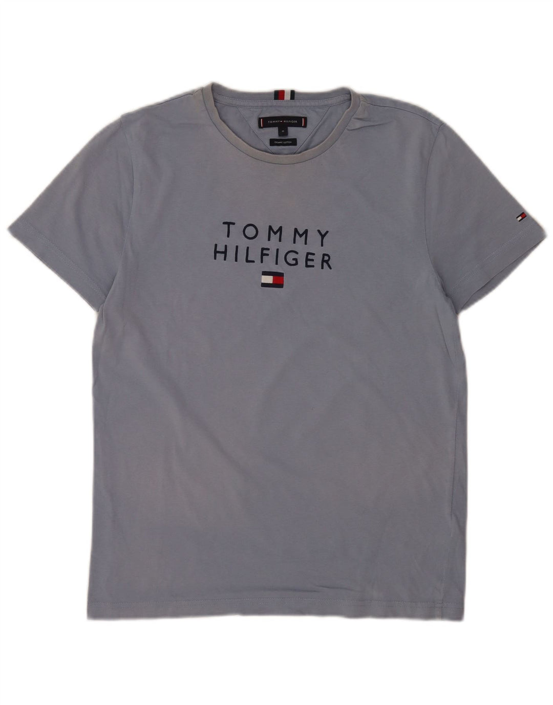 Camiseta masculina Tommy Hilfiger com estampa gráfica azul médio algodão