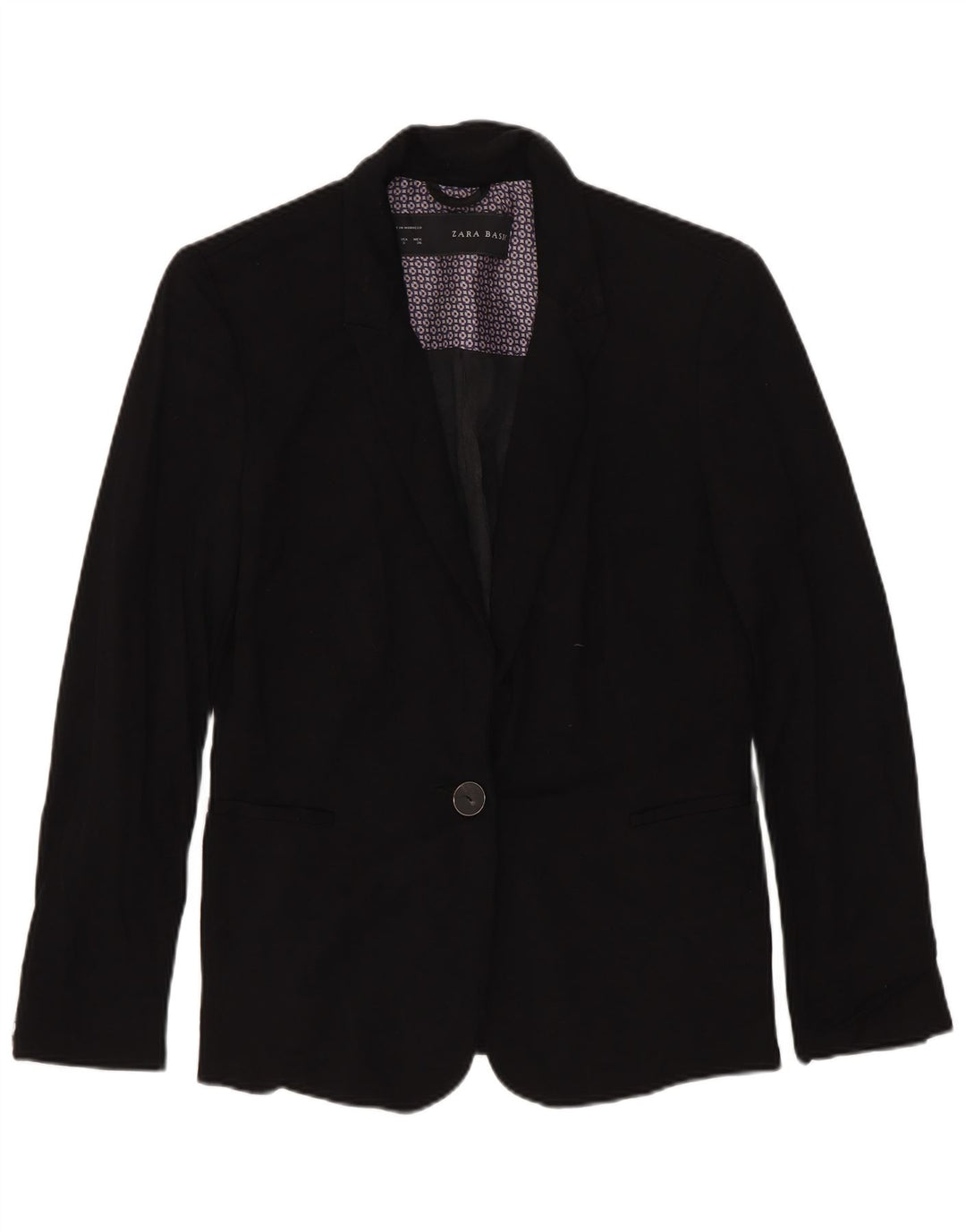 Jaqueta blazer feminina Zara com 1 botão Reino Unido 10 pequena viscose preta