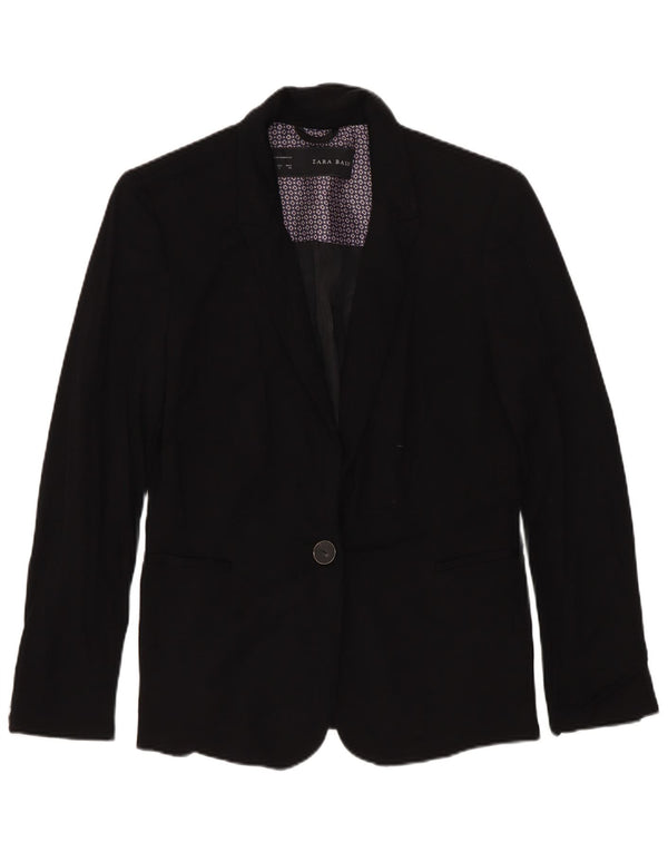 Jaqueta blazer feminina Zara com 1 botão Reino Unido 10 pequena viscose preta